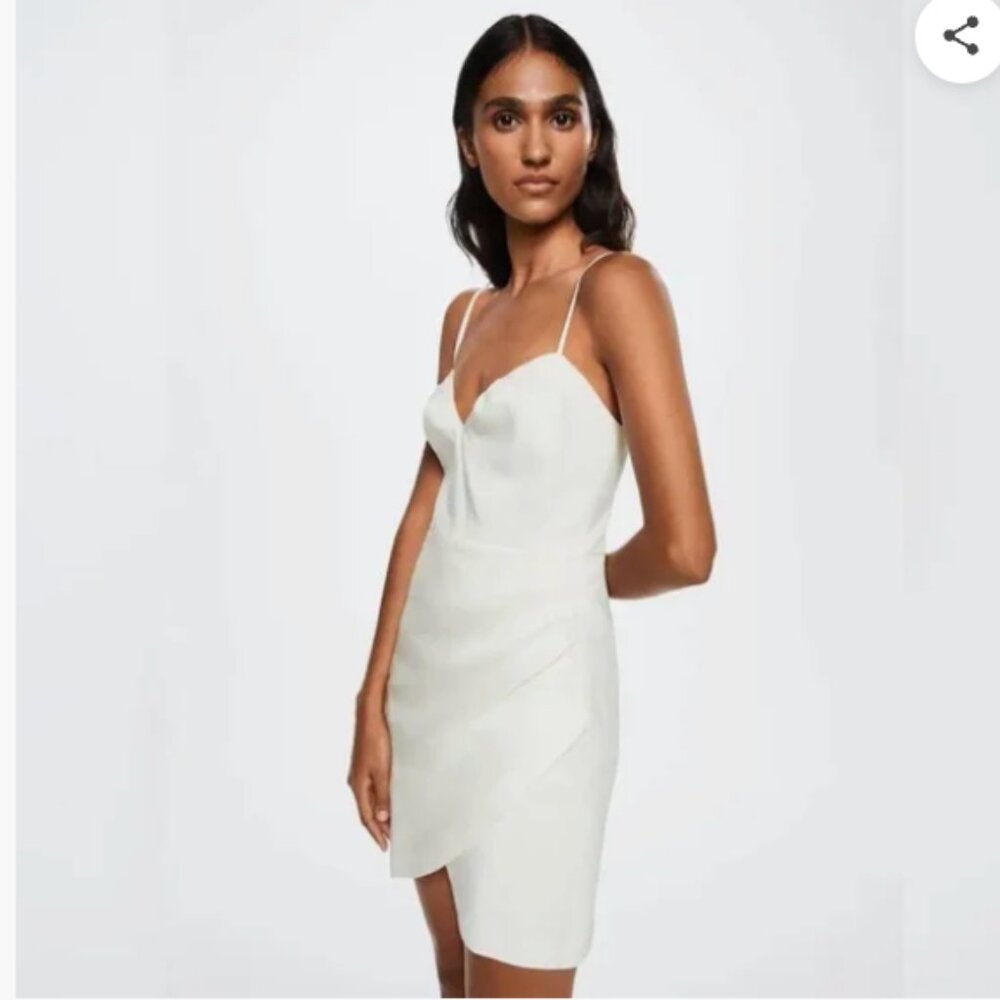NWT MANGO Pleated linen blend dress - 4